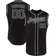 Maglia da baseball autentica personalizzata nera-bianca blu leggera